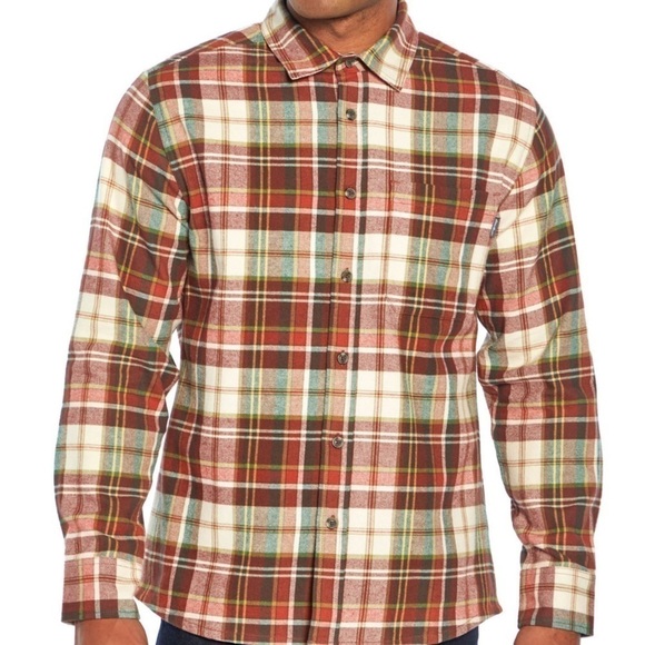 Eddie Bauer Men’s Rust Plaid Brushed Flannel Twill Cotton Shirt - Picture 5 of 5